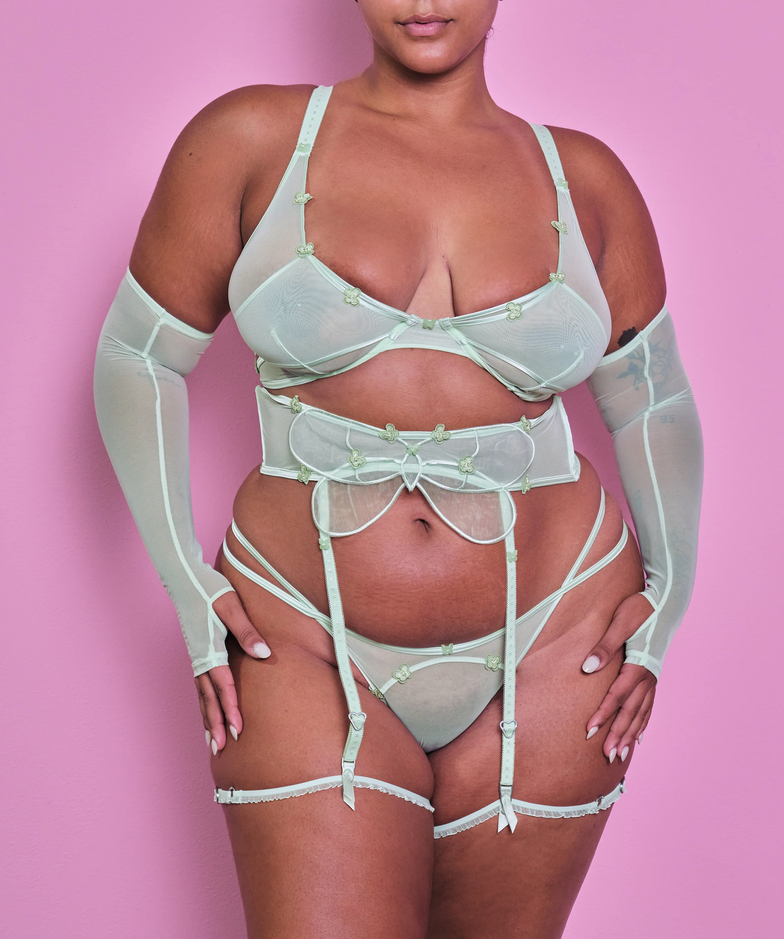 Belle Panty + Garter in Mint - Image 5