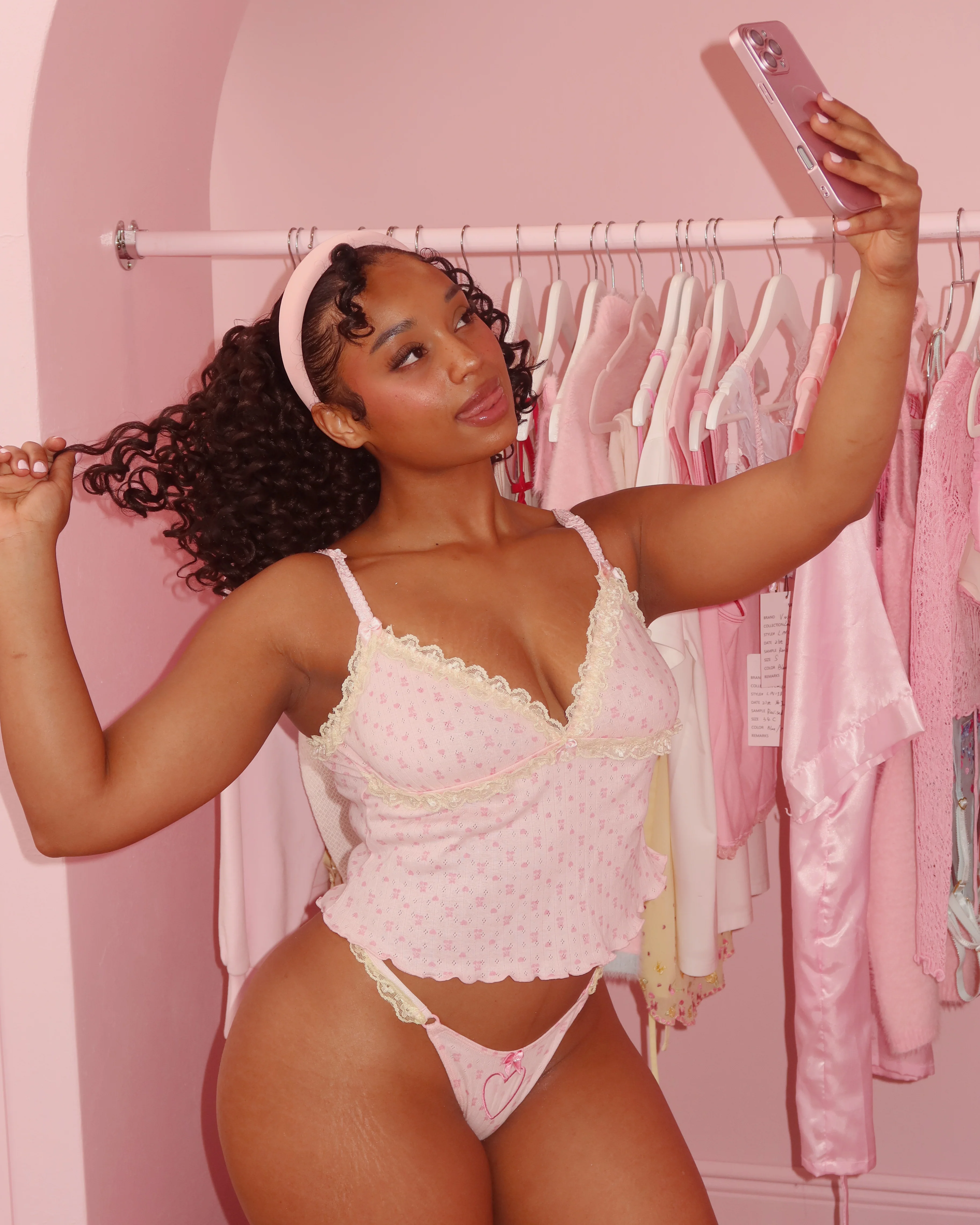 Shelley Tank + Panty Set in Pink - Image 3